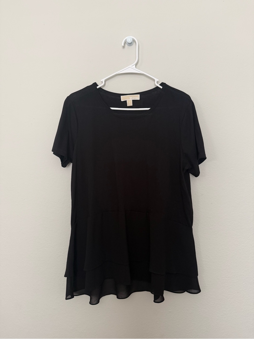 Michael Kors Black Short-Sleeve Tiered Tunic Top